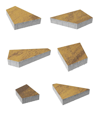 Тротуарная плитка ОРИГАМИ - Листопад гладкий Янтарь, комплект из 6 видов плит