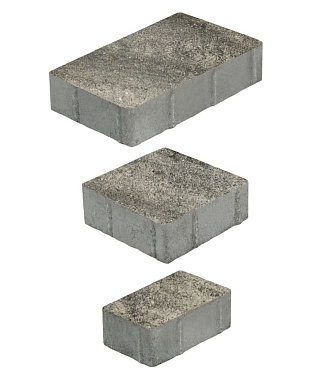Тротуарная плитка СТАРЫЙ ГОРОД - Листопад гладкий Антрацит, комплект из 3 видов плит